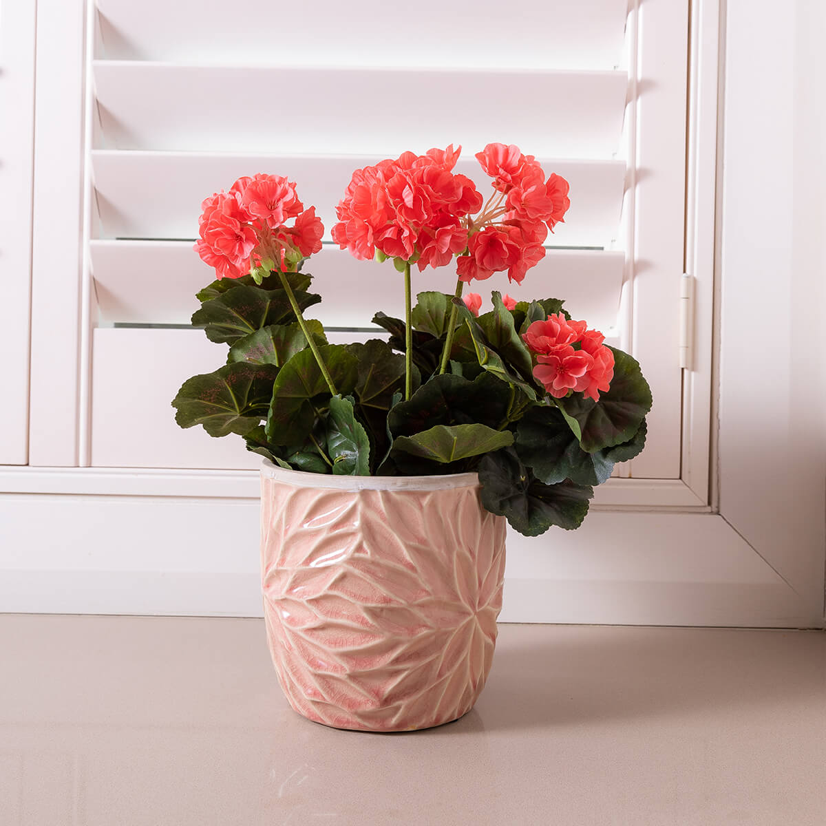 Ava Embossed Floral Ceramic Planter