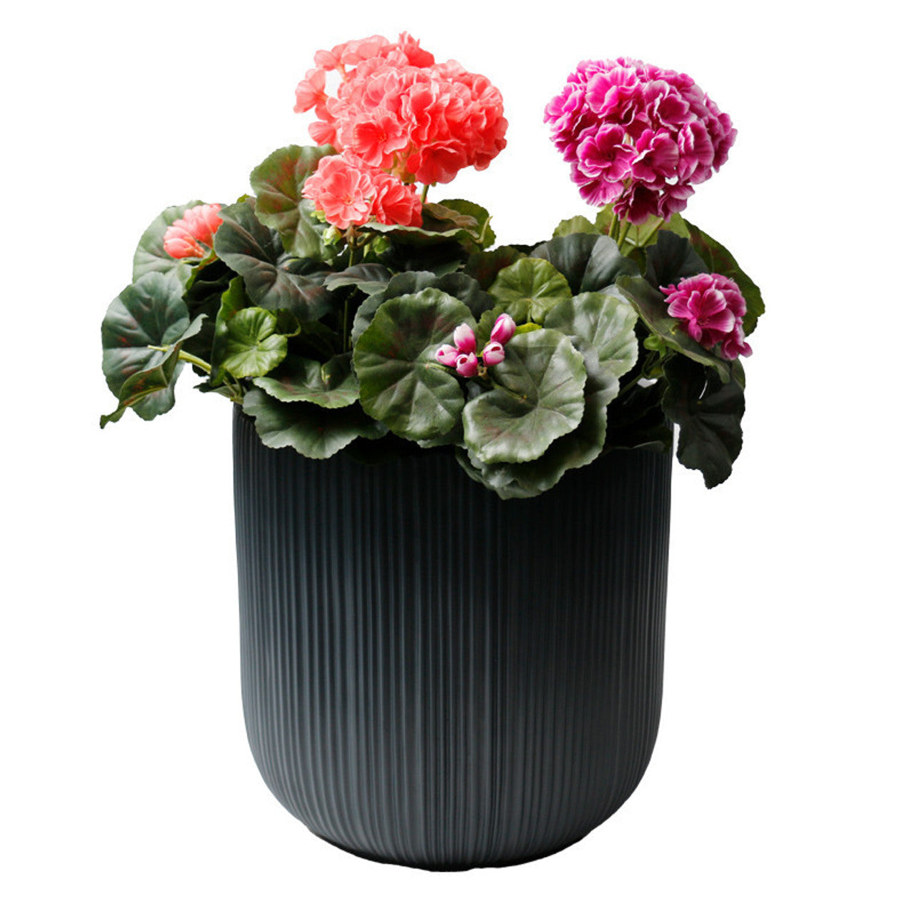 Charcoal Blue Ribbed Pot