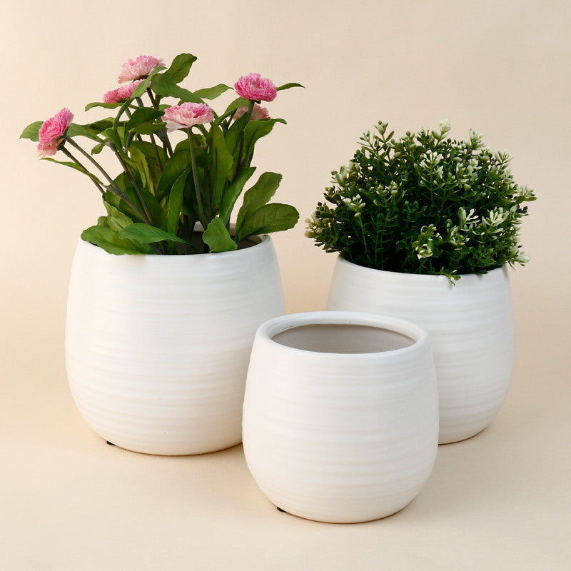 White Egg Ceramic Pot