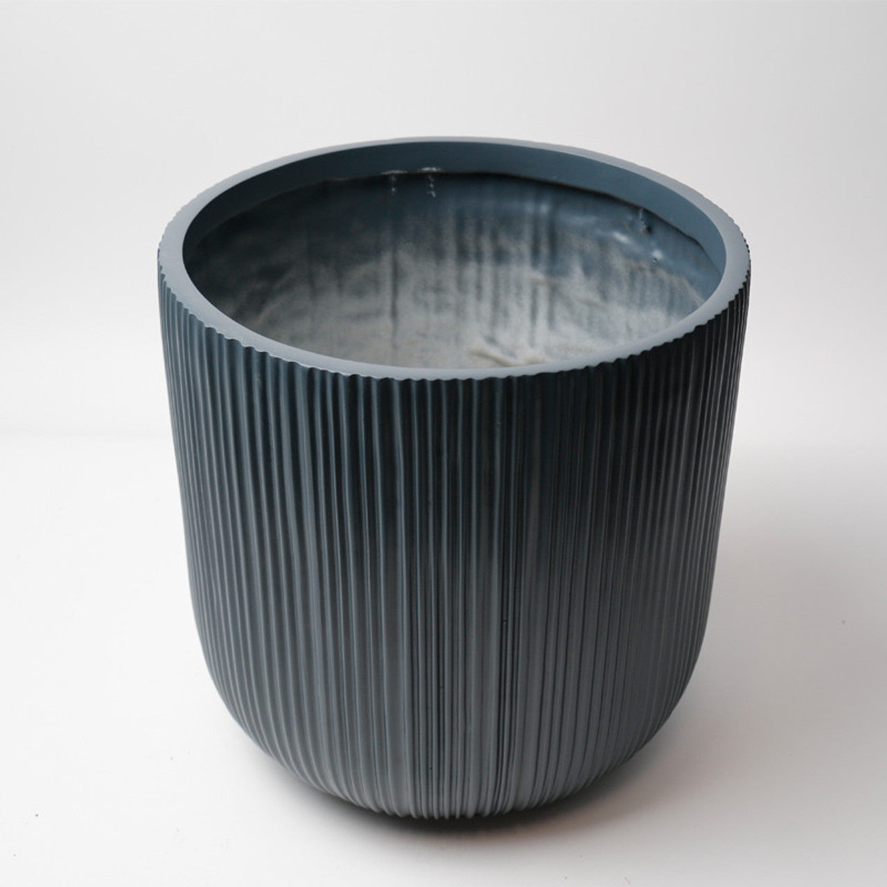 Charcoal Blue Ribbed Pot