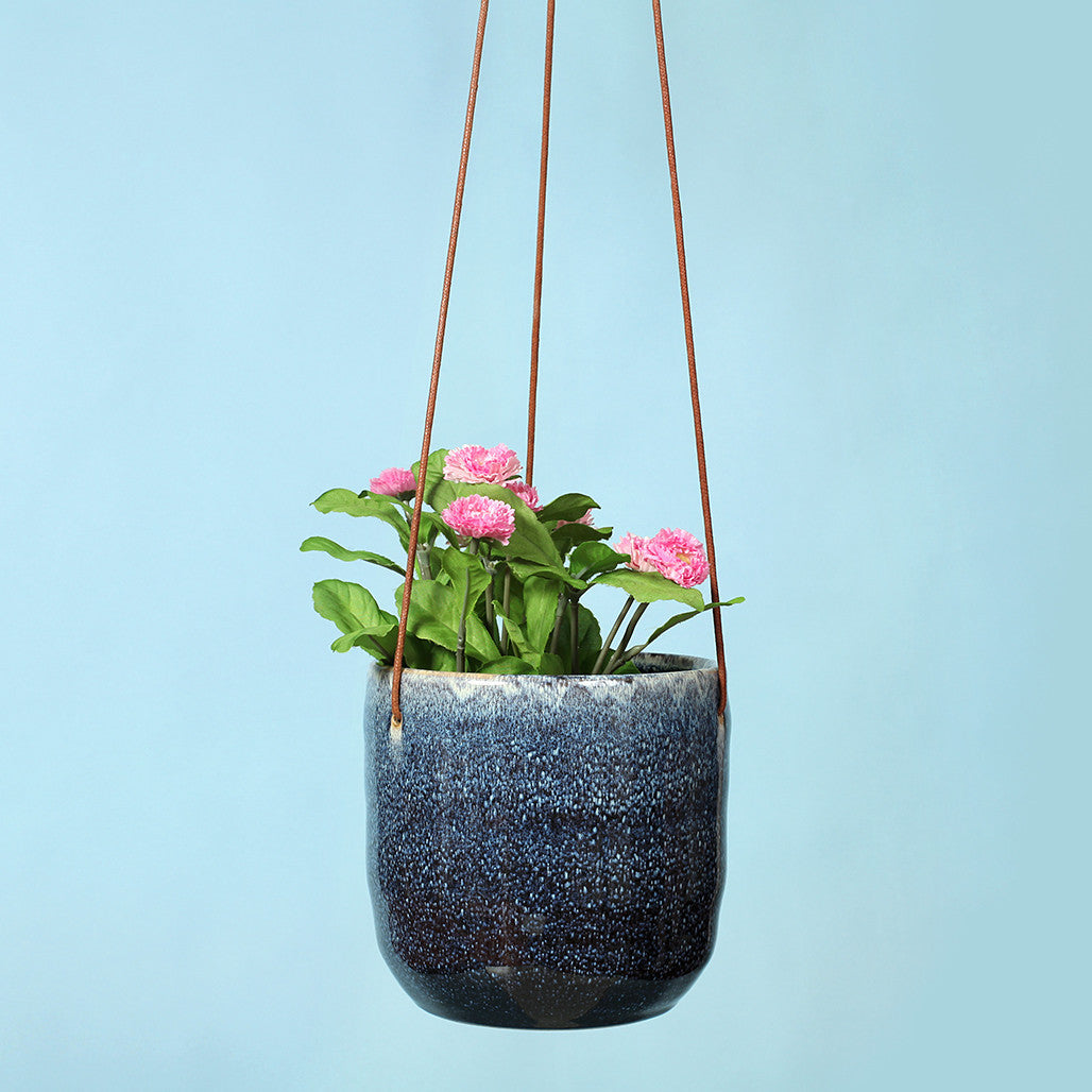 Mia Hanging Planter In Seaspray Blue