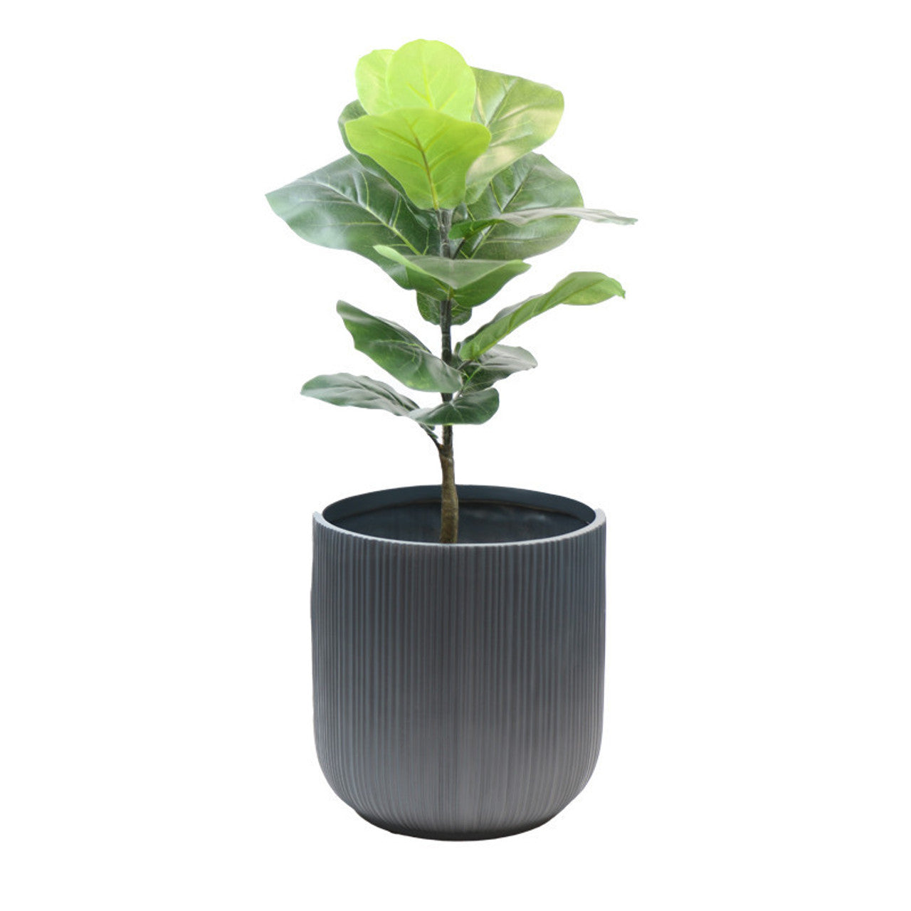 Charcoal Blue Ribbed Pot