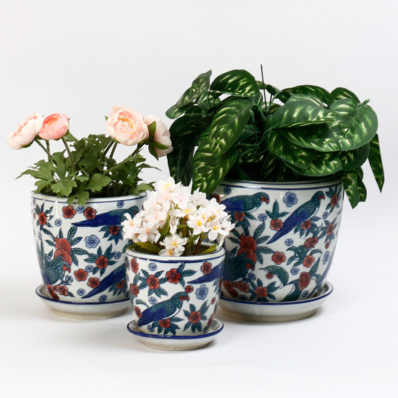 Coloured Parrot Ceramic Planter