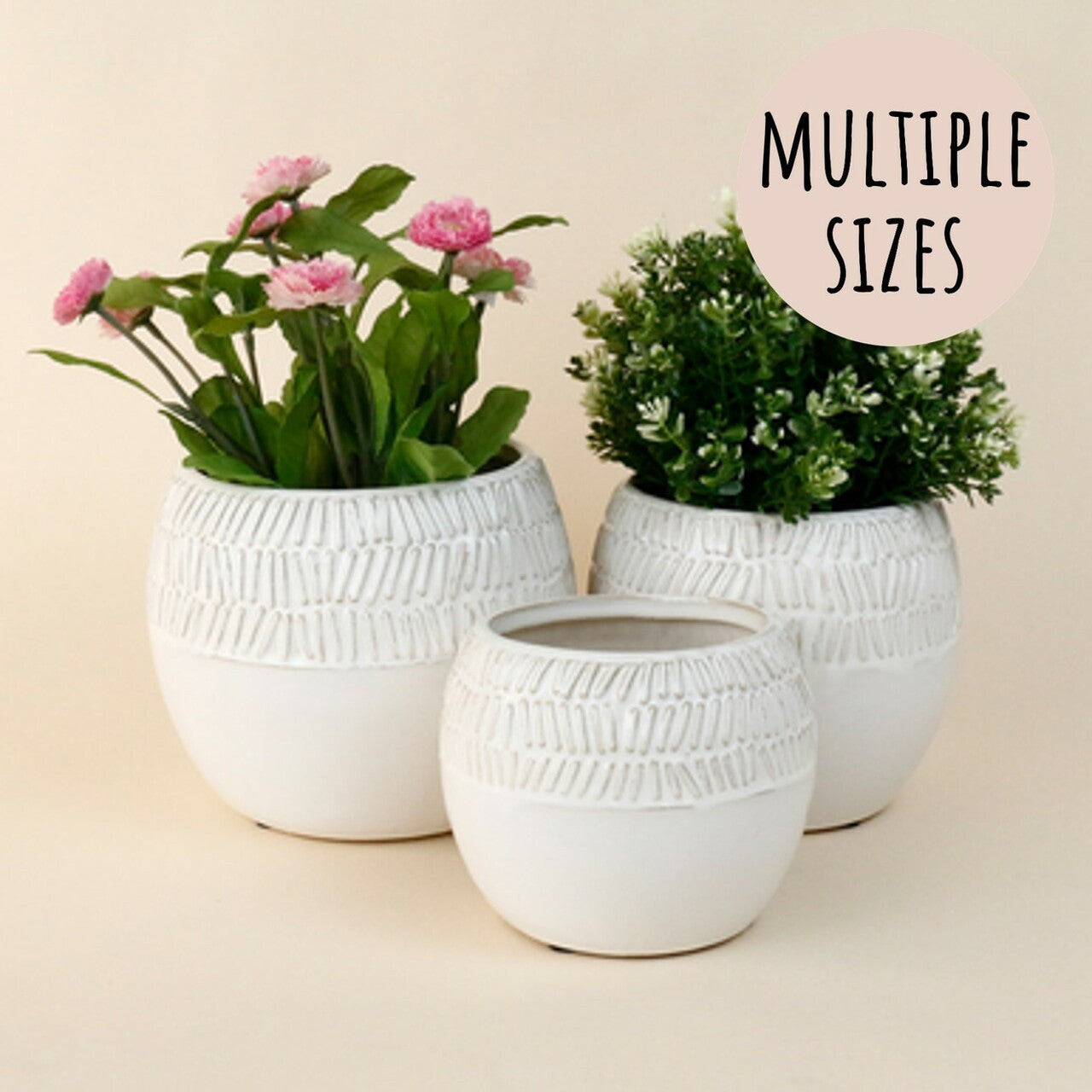 White Tribal Ceramic Pot