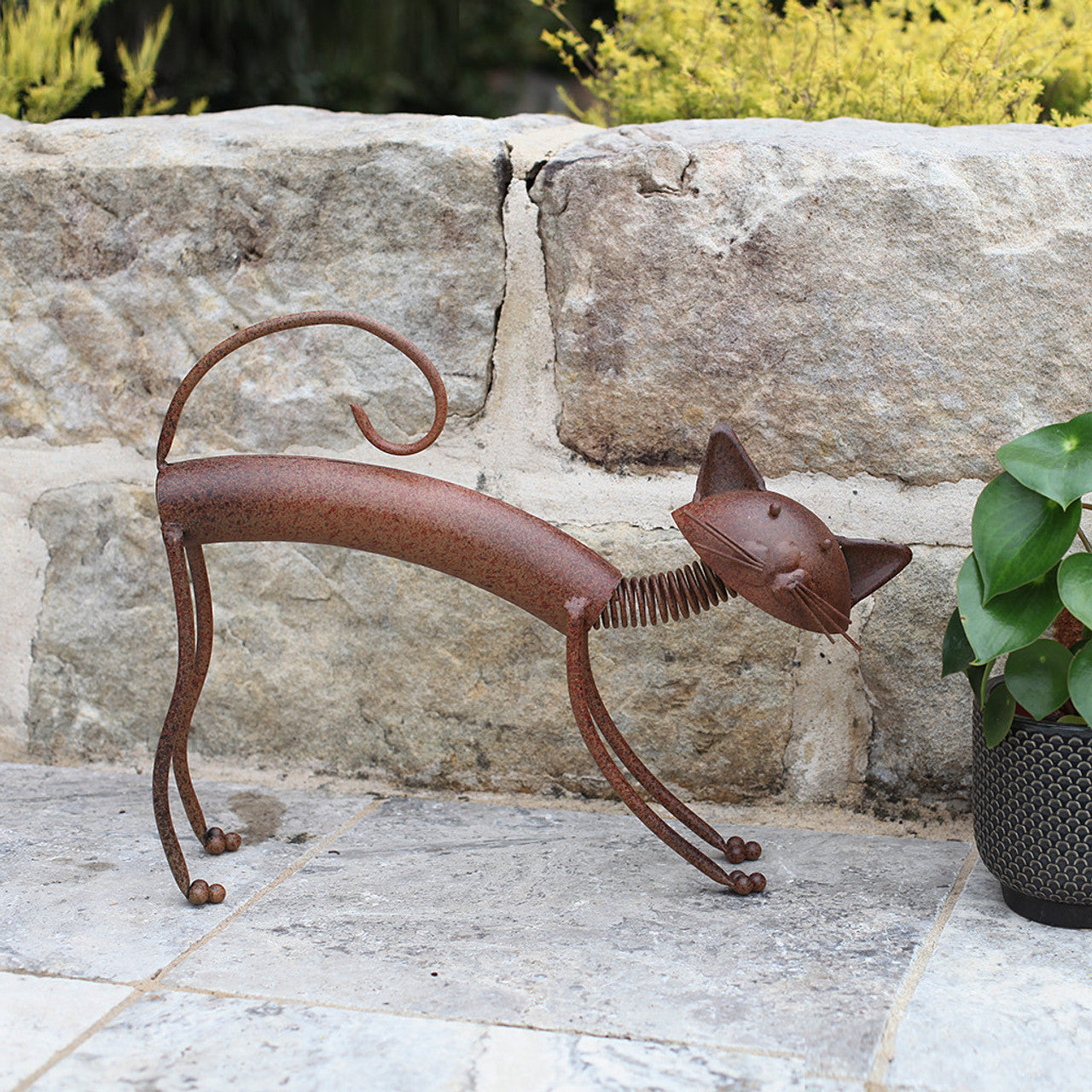 Stretching Cat Metal Decor