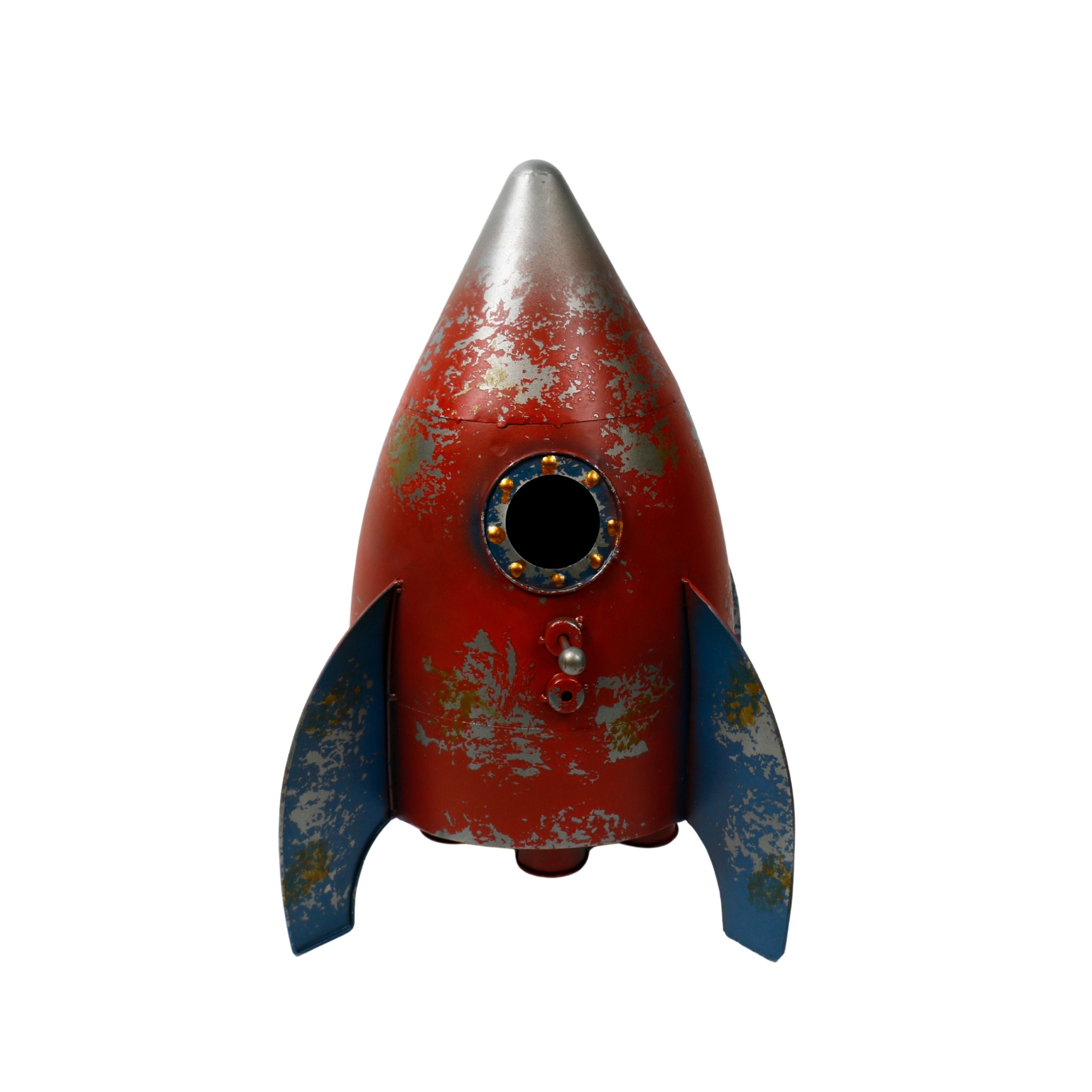 Handpainted Metal Rocket Garden Ornament