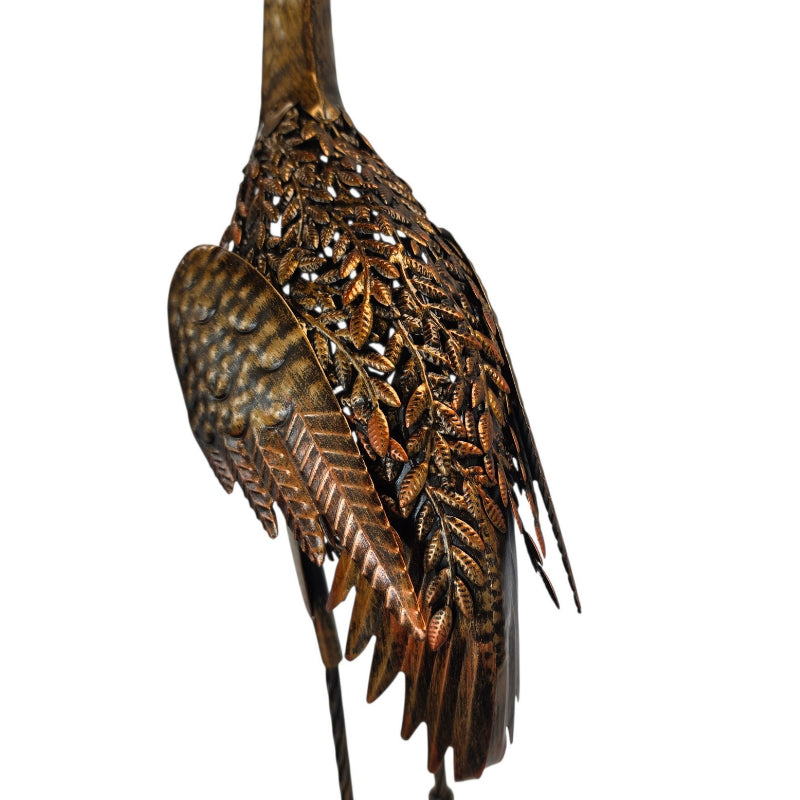 Bronze Metal Heron Looking Up Garden Sculpture