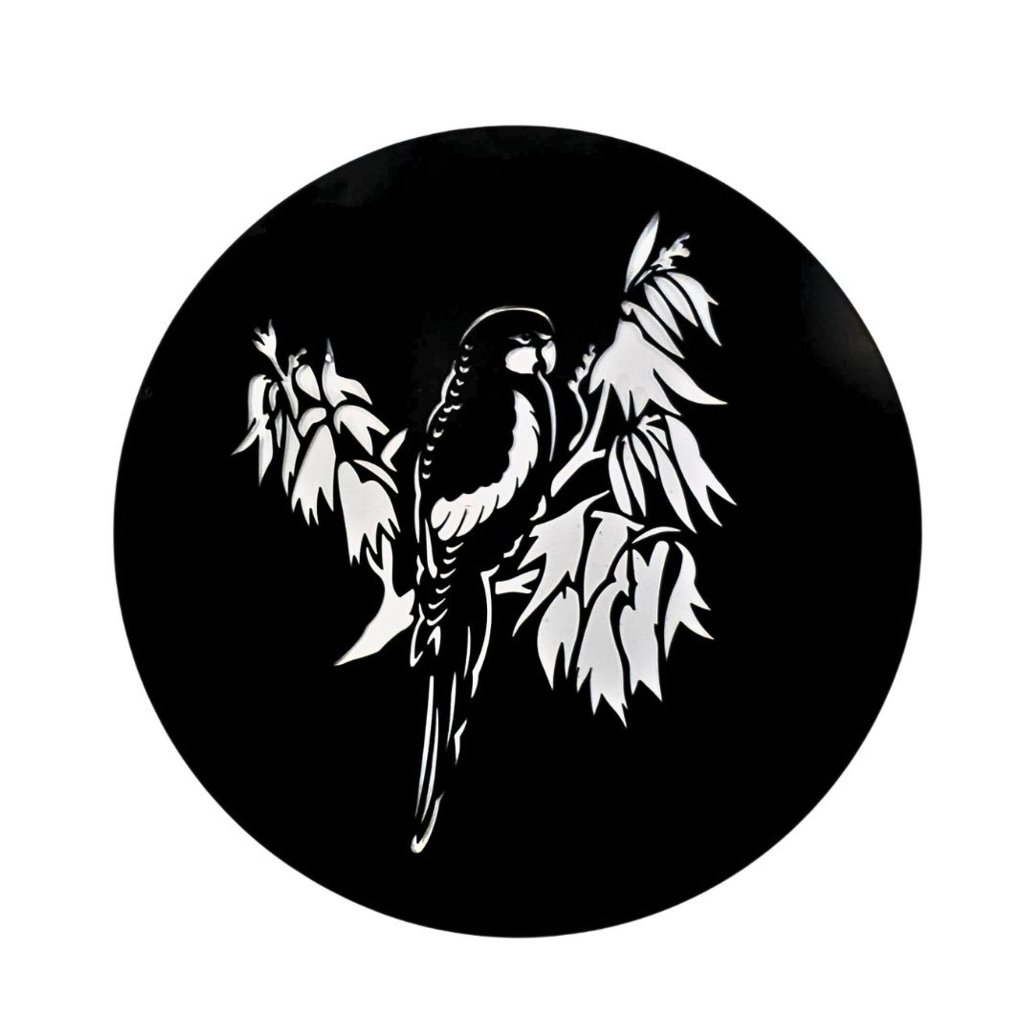 Lorikeet Silhouette Round Metal Wall Art