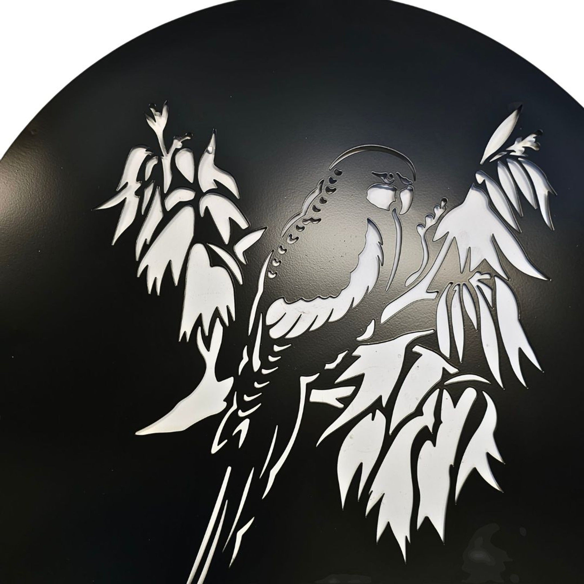 Lorikeet Silhouette Round Metal Wall Art