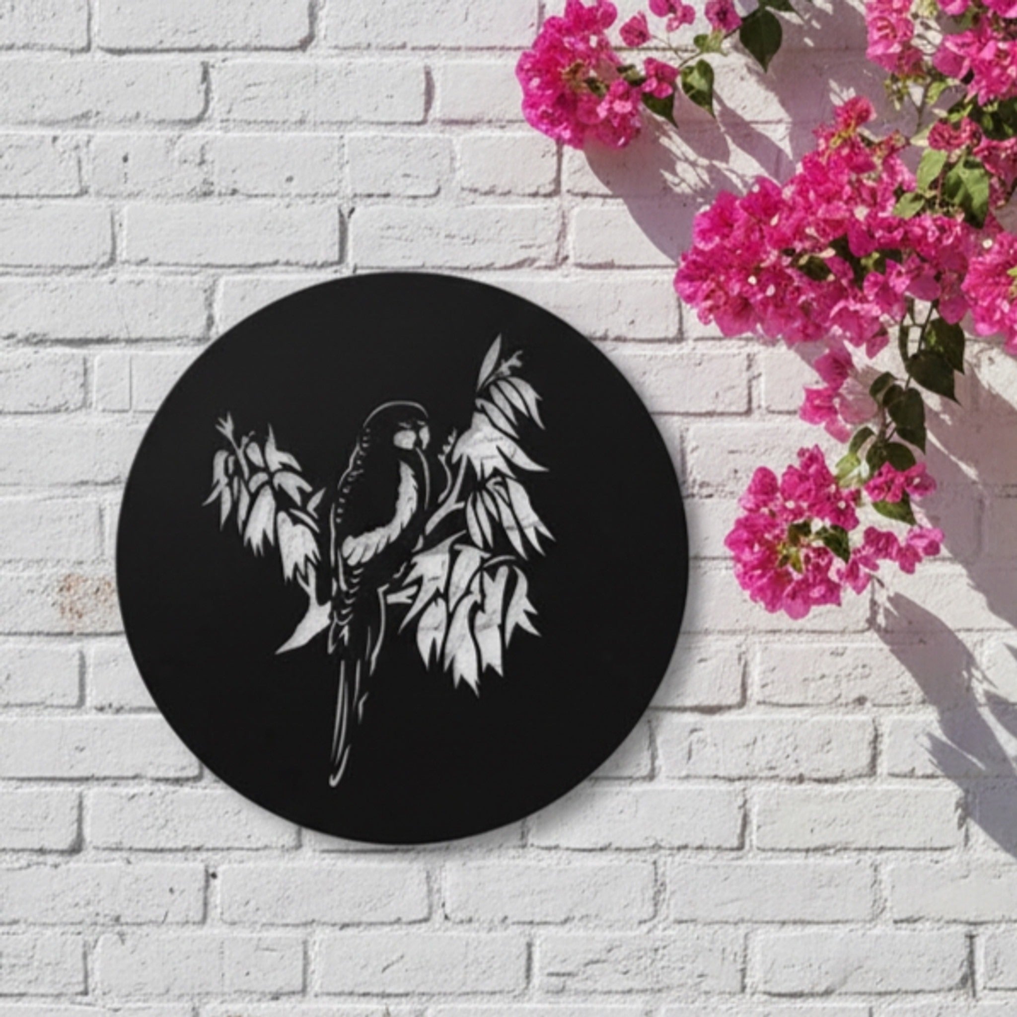 Lorikeet Silhouette Round Metal Wall Art