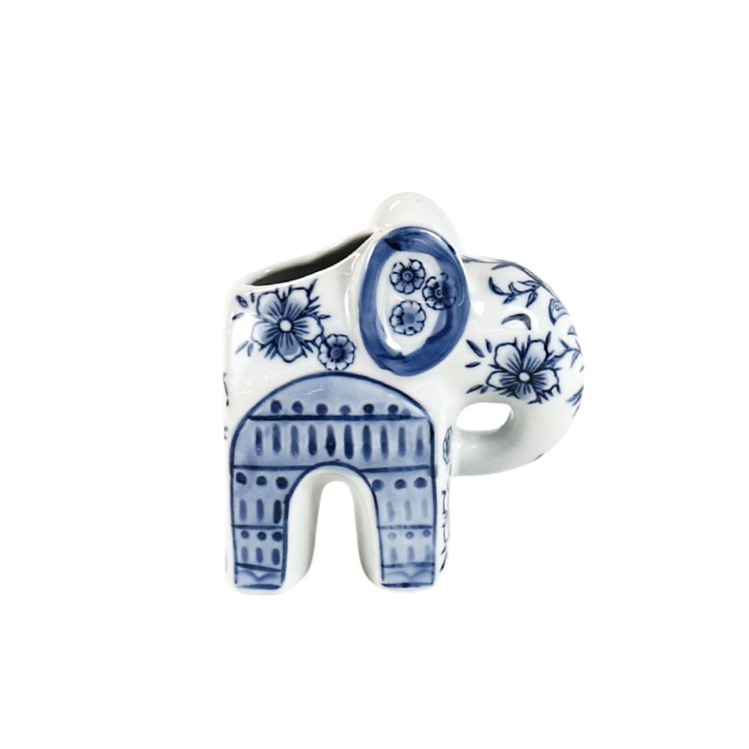 Blossom Elephant Vase Indigo