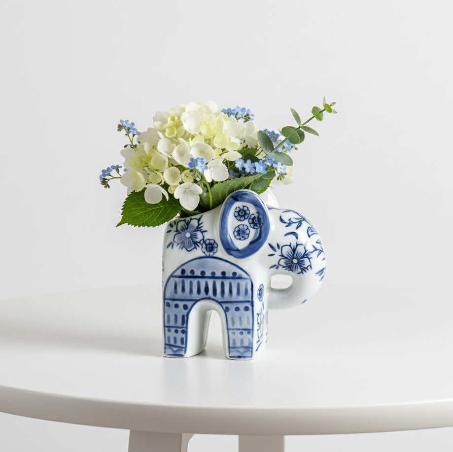 Blossom Elephant Vase Indigo