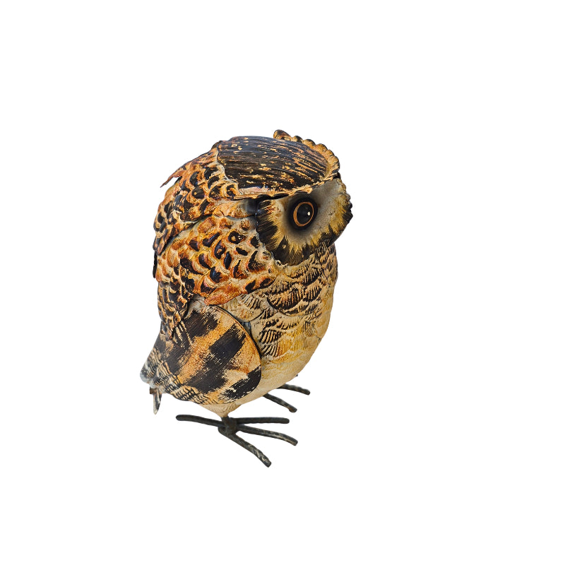 Natural Tone Metal Owl Garden Figurine
