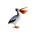 Pelican figurine with a large orange beak on a white background