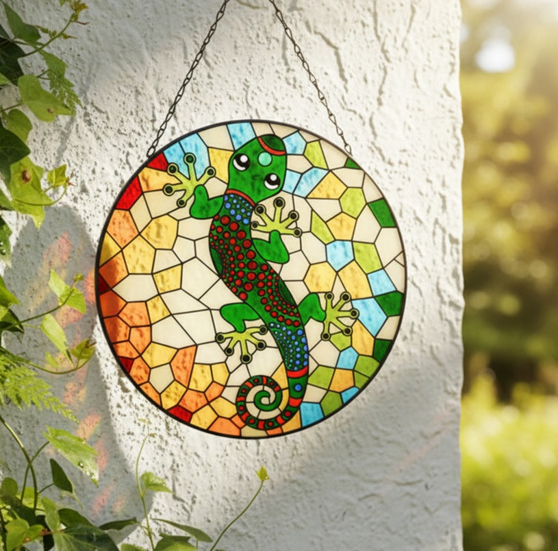Gecko Glass Hanging Wall Art