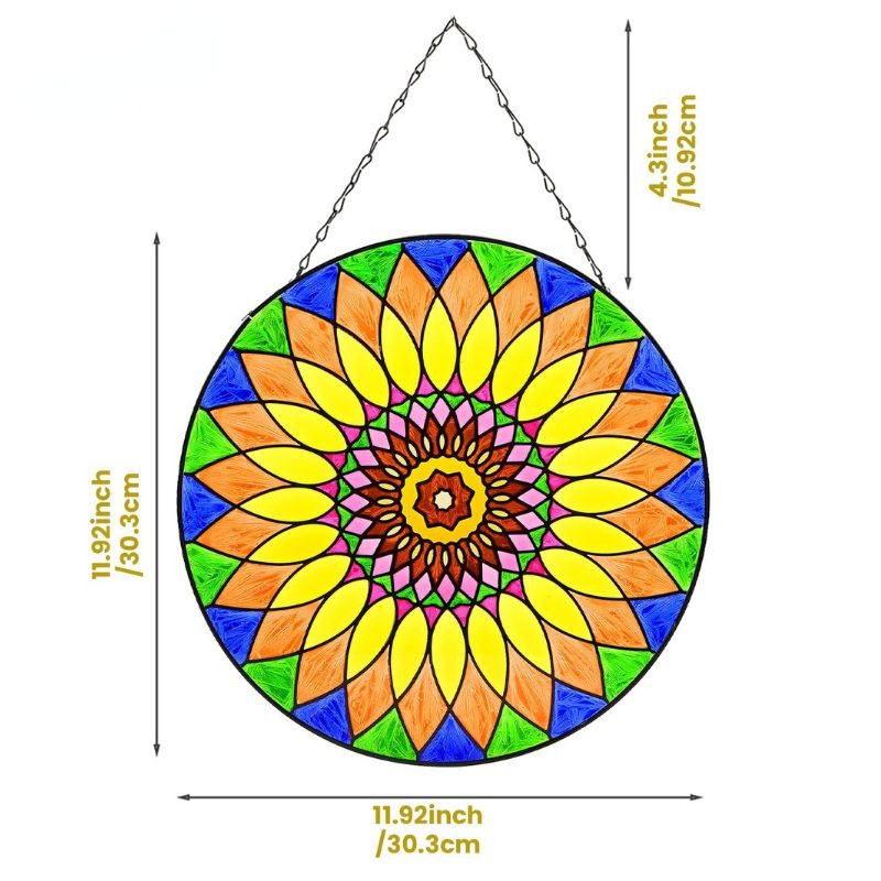 Radiant Stained Glass Sunflower Wall Art