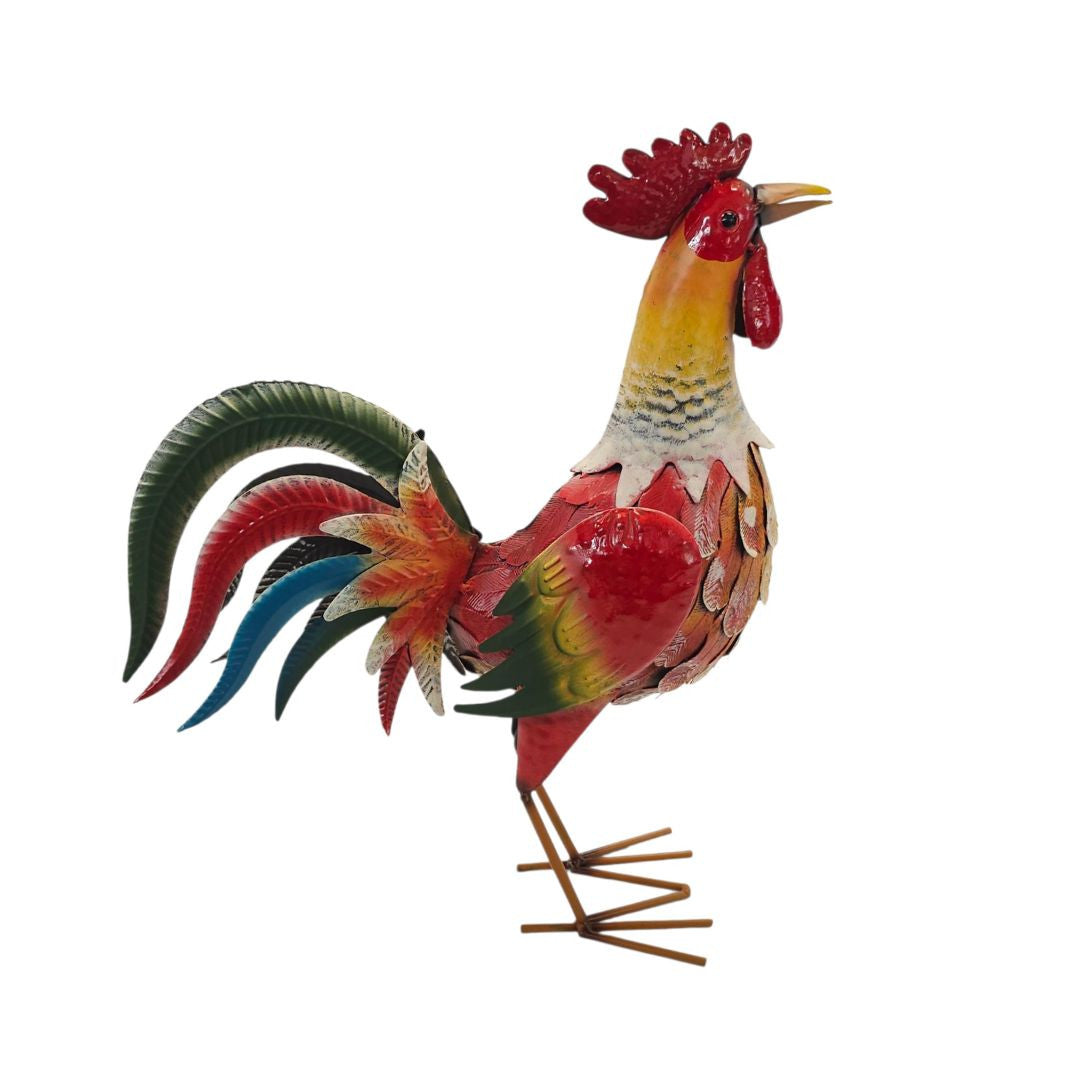 Hand-Painted Metal Rooster