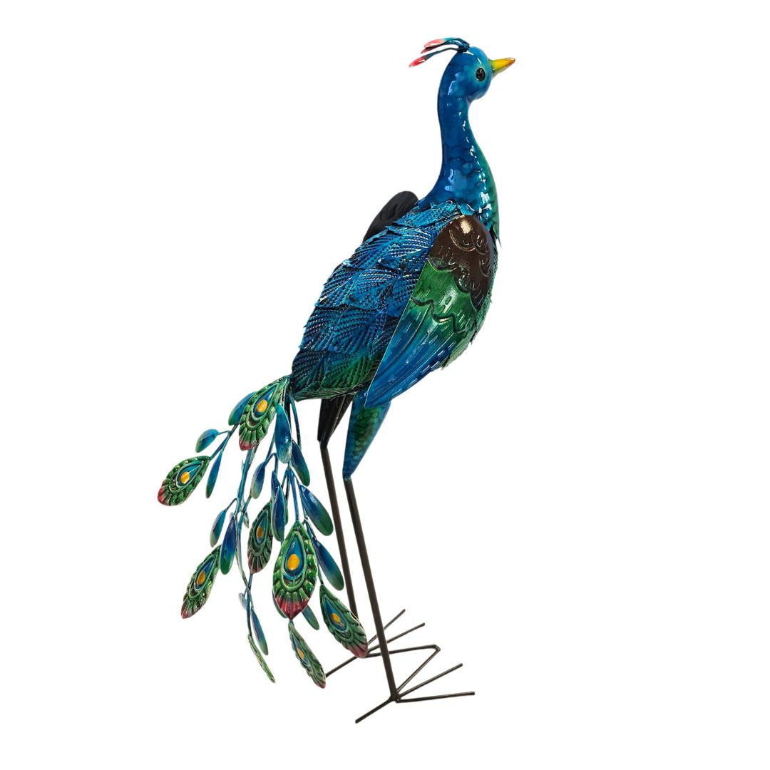 Hand-Painted Metal Peacock
