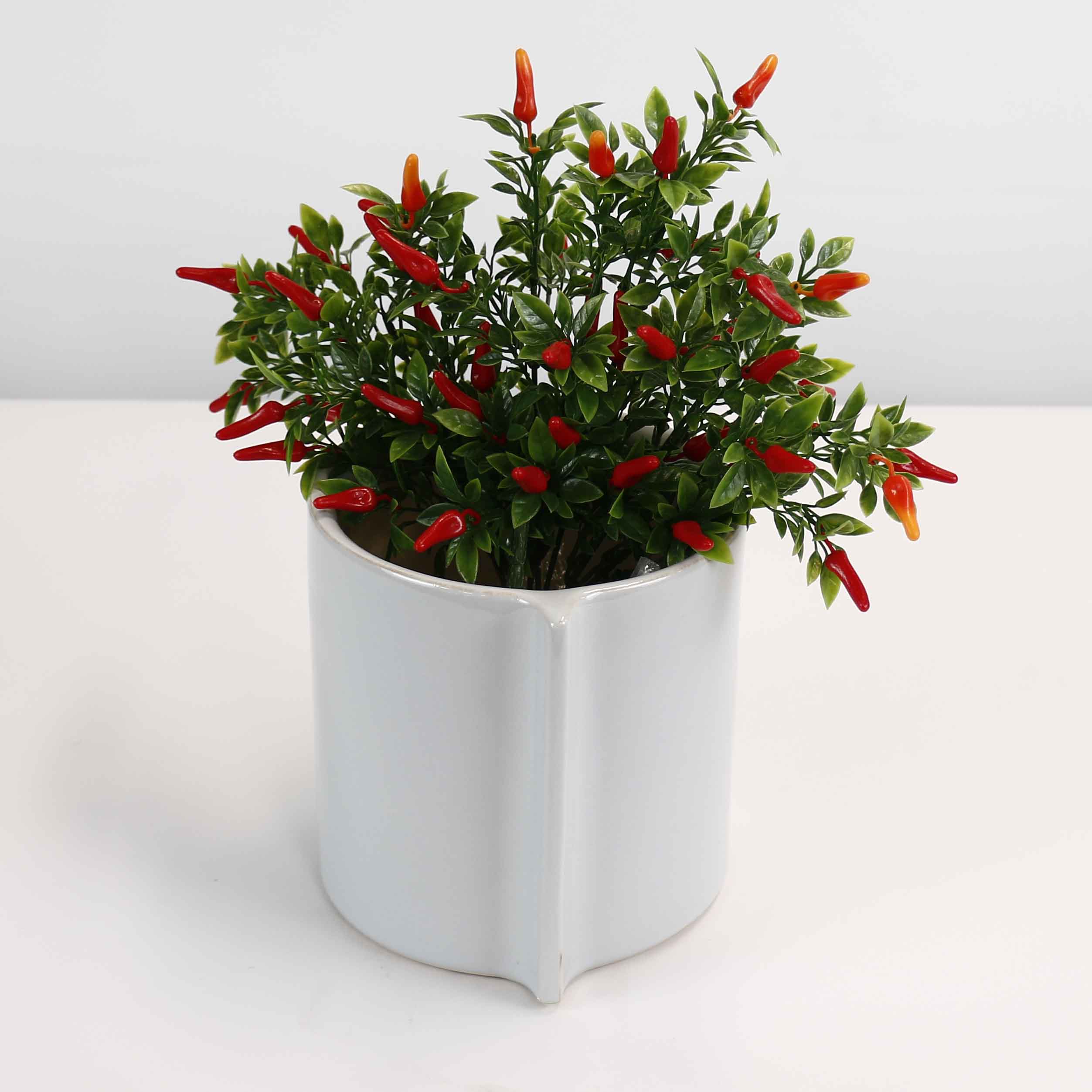 Glossy Ridge Ceramic Pot