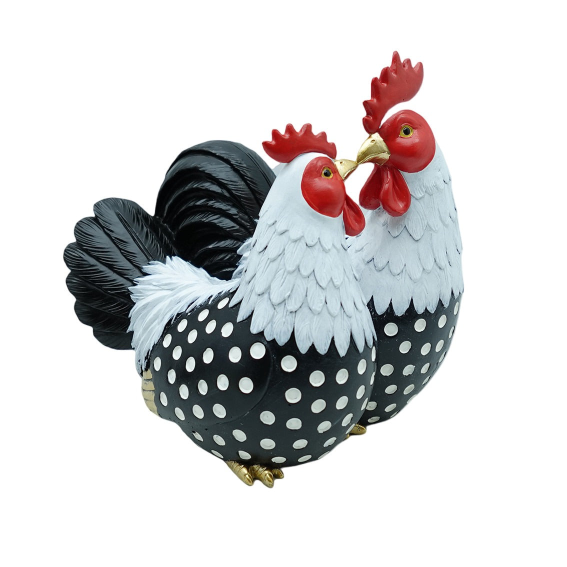 Polka Dot Rooster Lovebirds Garden Ornament
