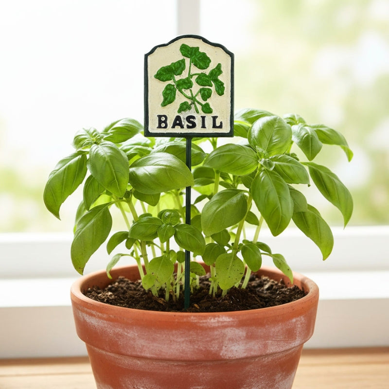 Colourful Basil Herb Garden Stake