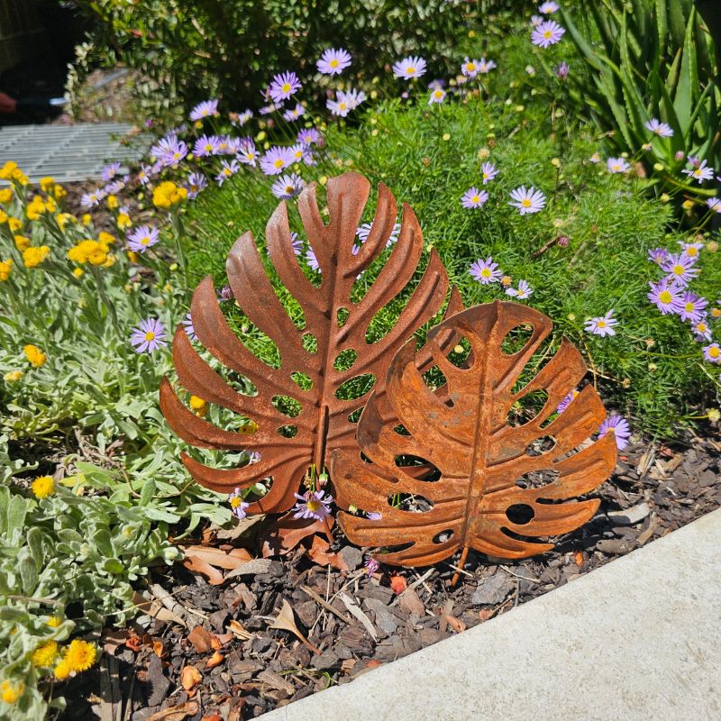 Small Rustic Monstera Leaf Wall Art