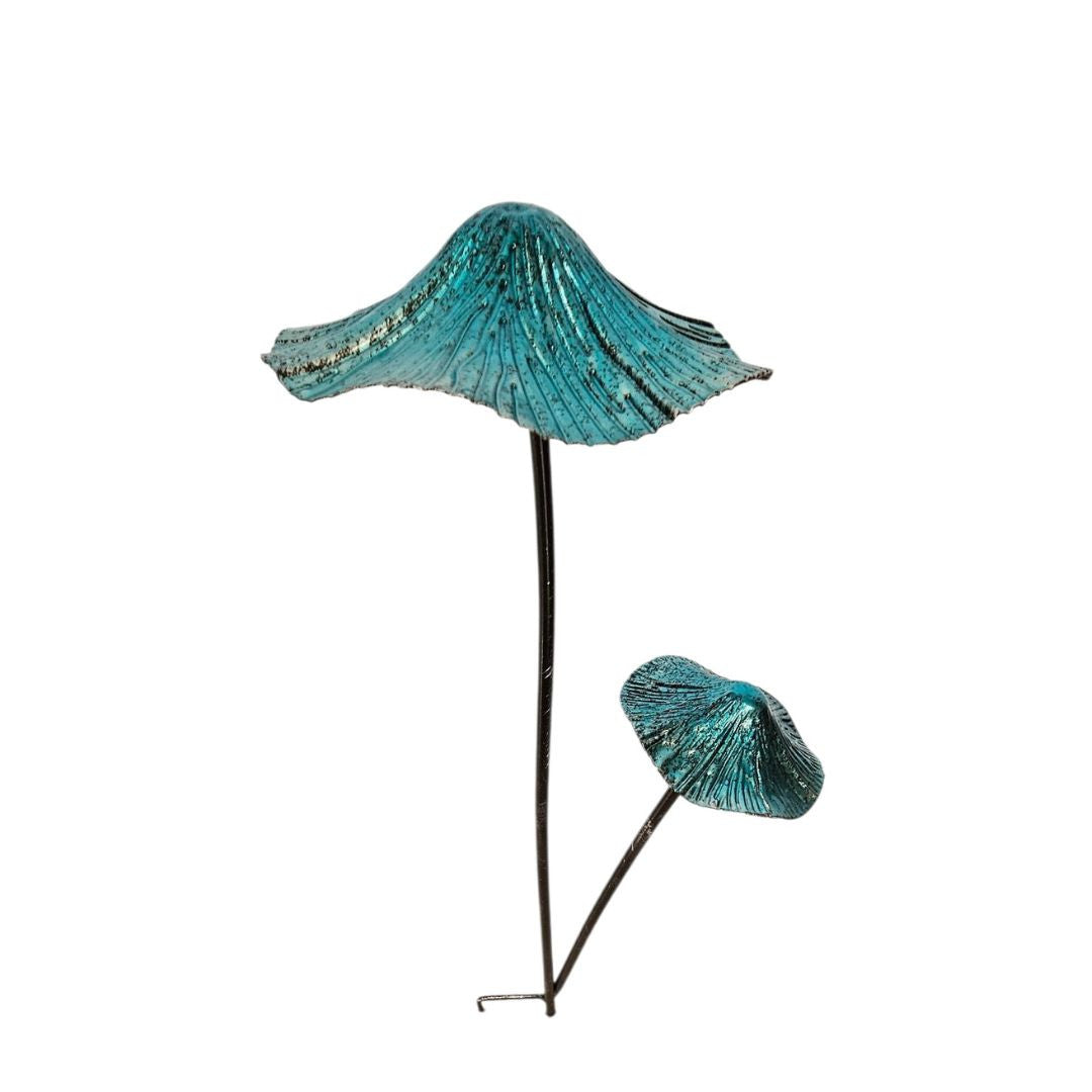 Double Mushroom Garden Stake – Blue