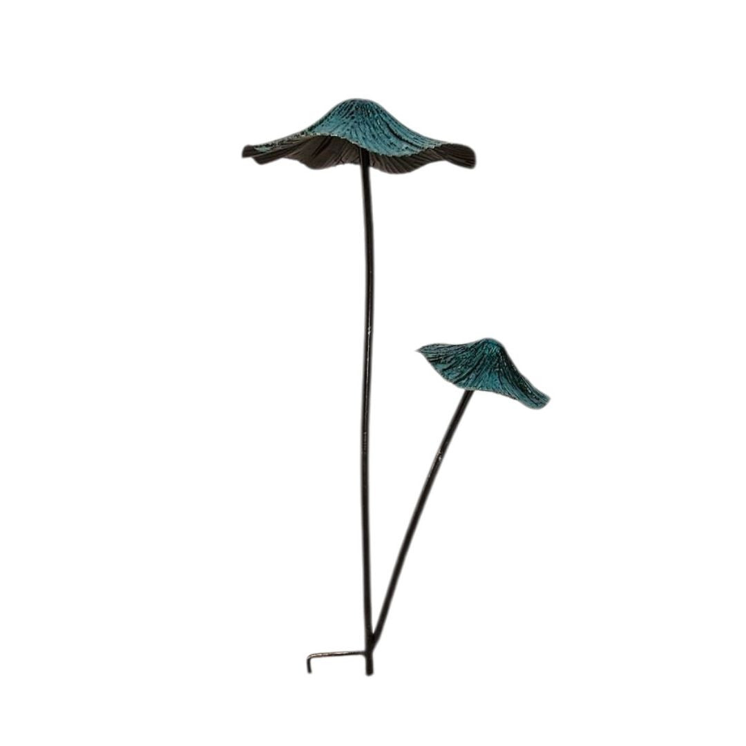 Double Mushroom Garden Stake – Blue