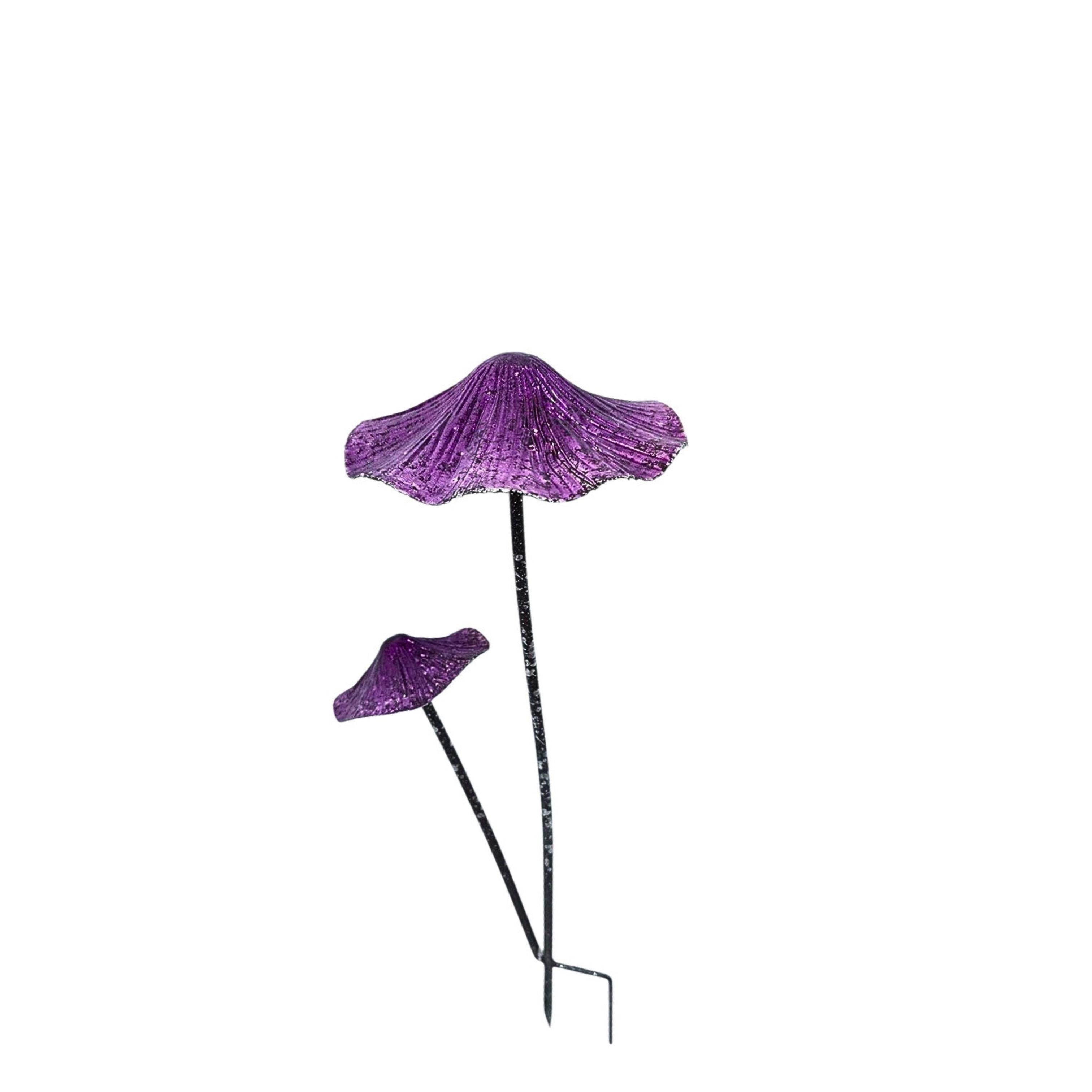 Double Mushroom Garden Stake - Purple