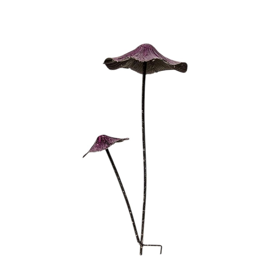Double Mushroom Garden Stake - Purple