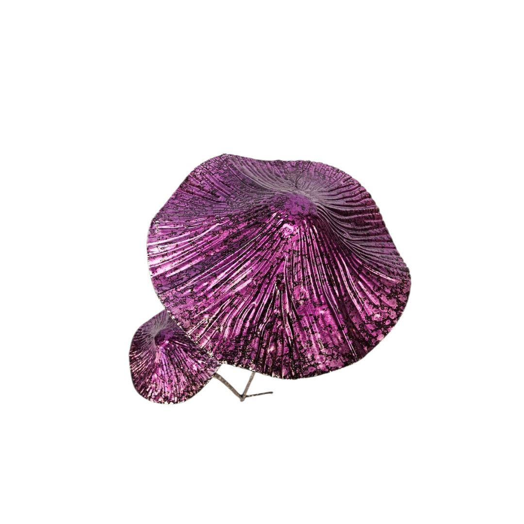 Double Mushroom Garden Stake - Purple