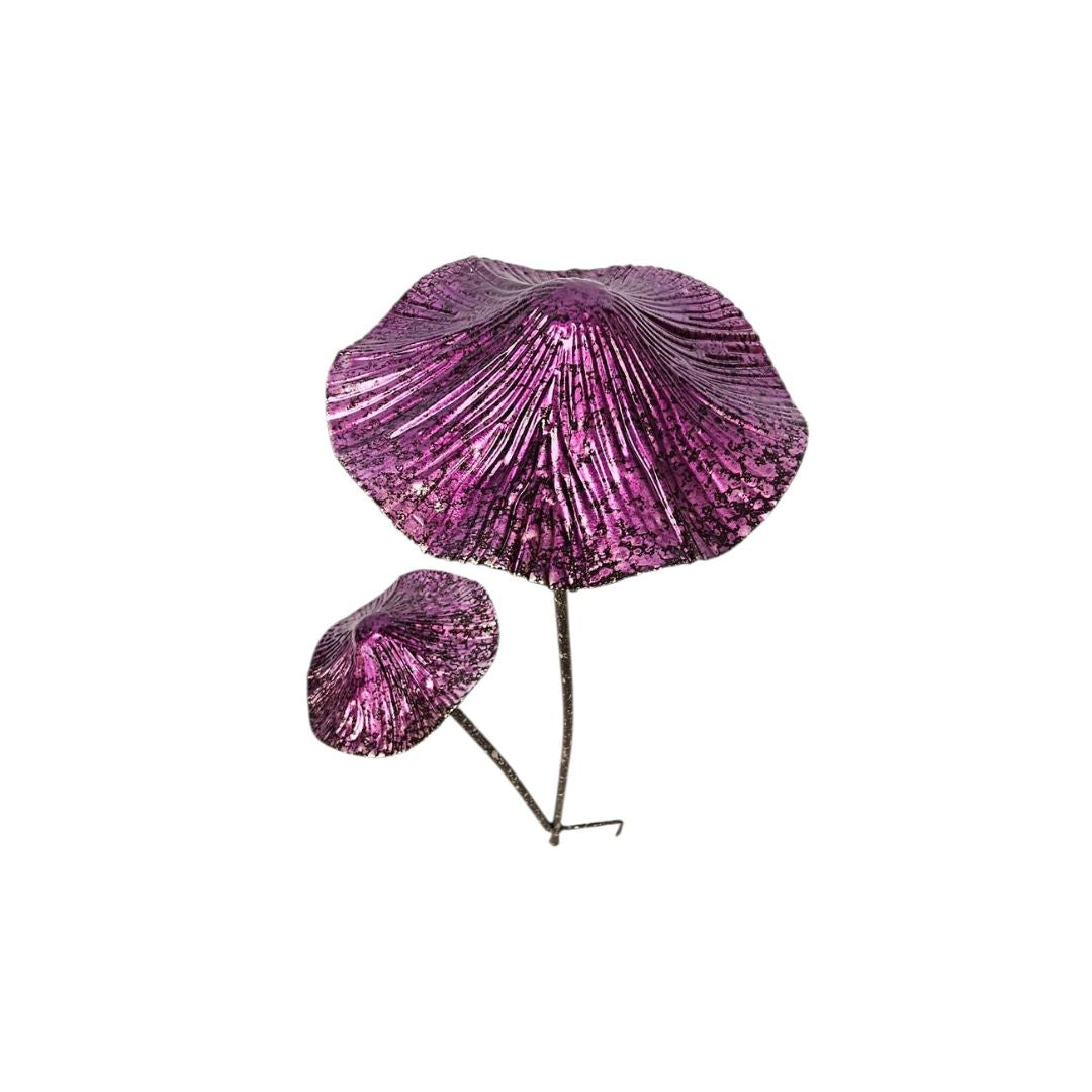 Double Mushroom Garden Stake - Purple