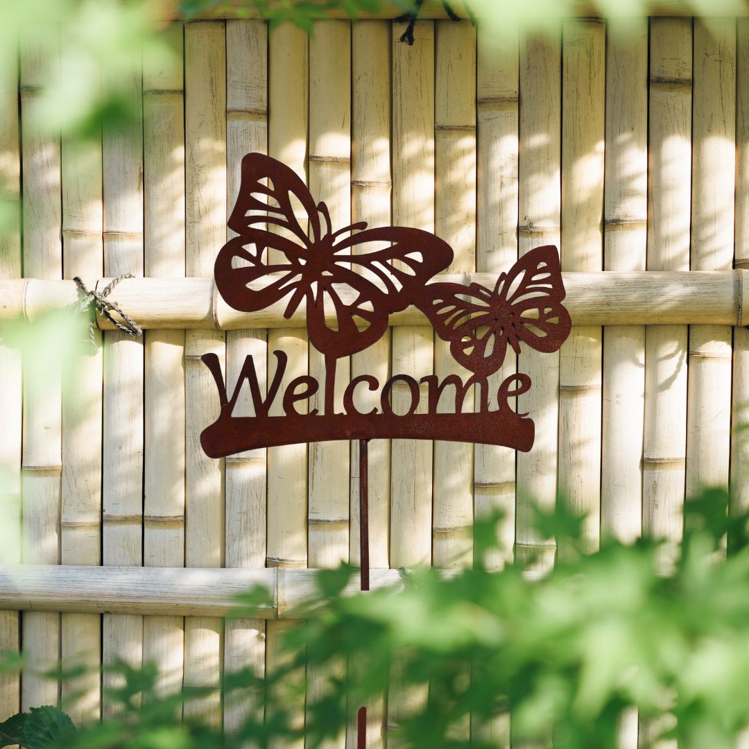 Welcome Butterfly Decorative Garden Stake