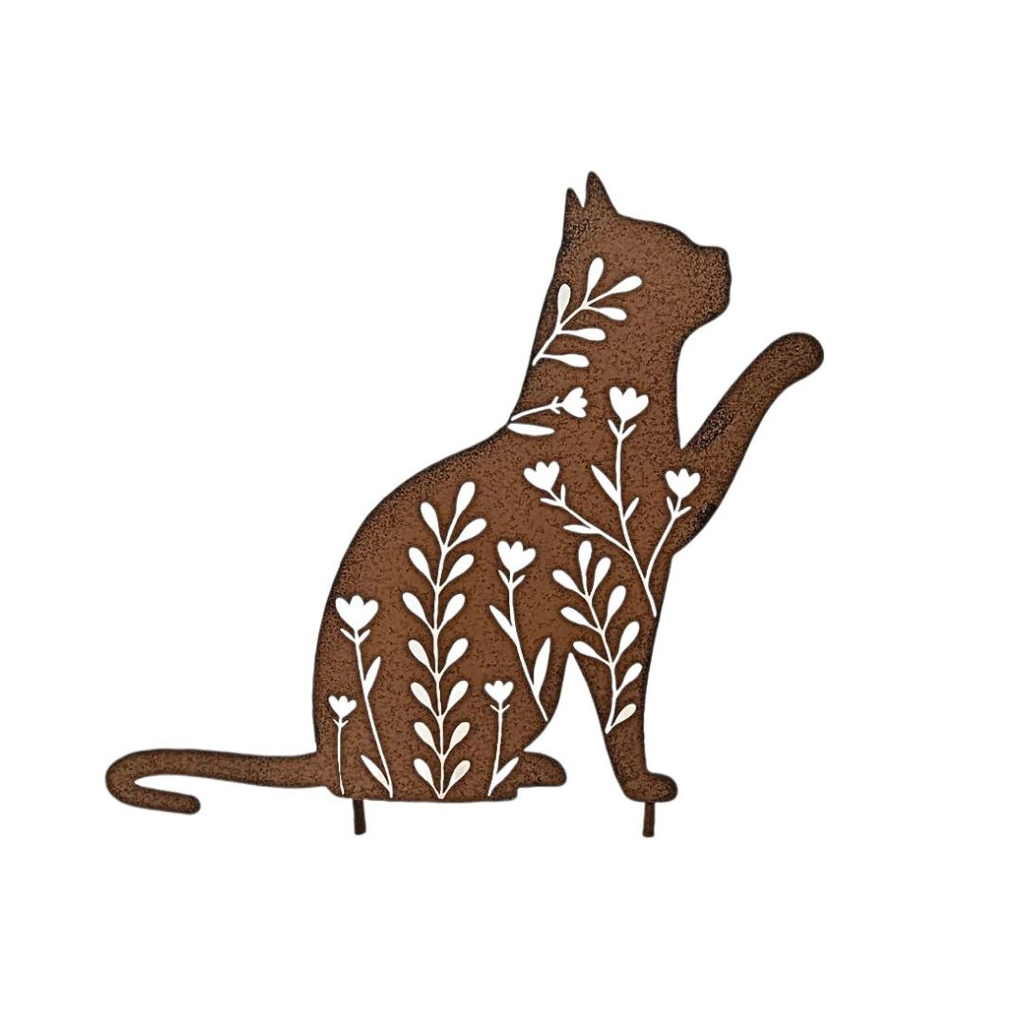 Rustic Cat Garden Stake