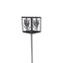 Black metal decorative stake with leaf design on a white background