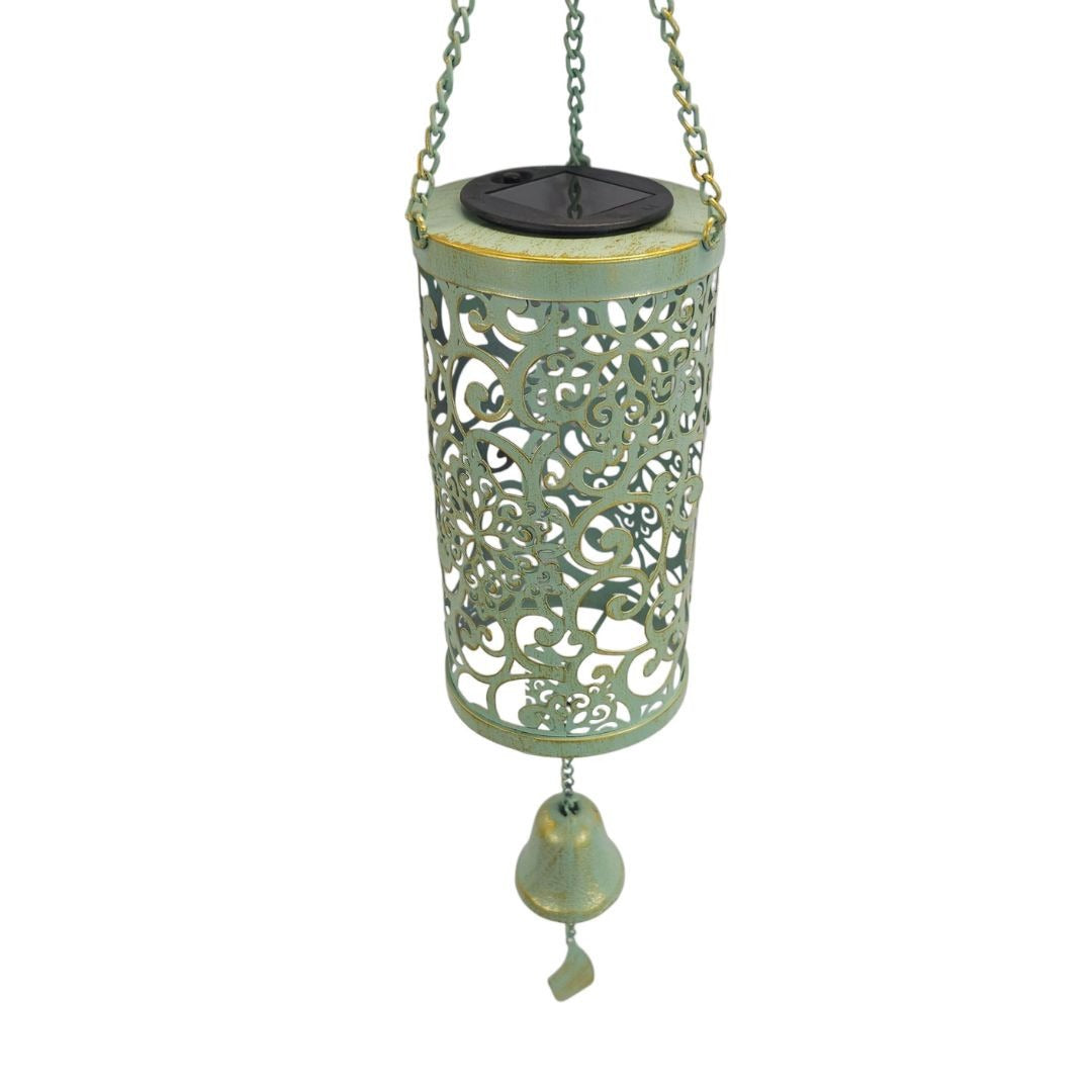 Vintage-Style Solar Lantern with Hanging Bell