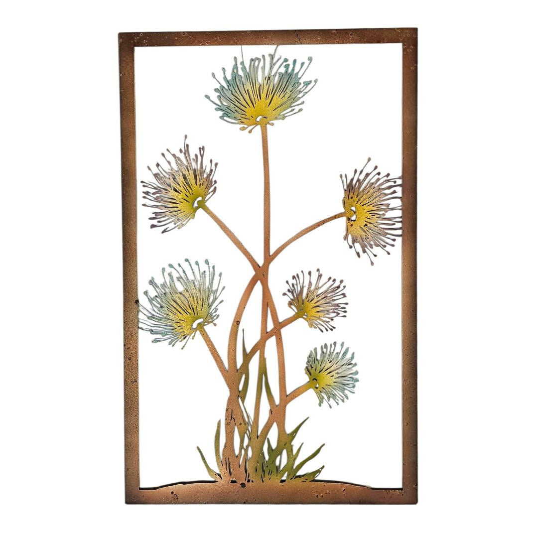 Hand-Painted Blue Flowers Wall Art