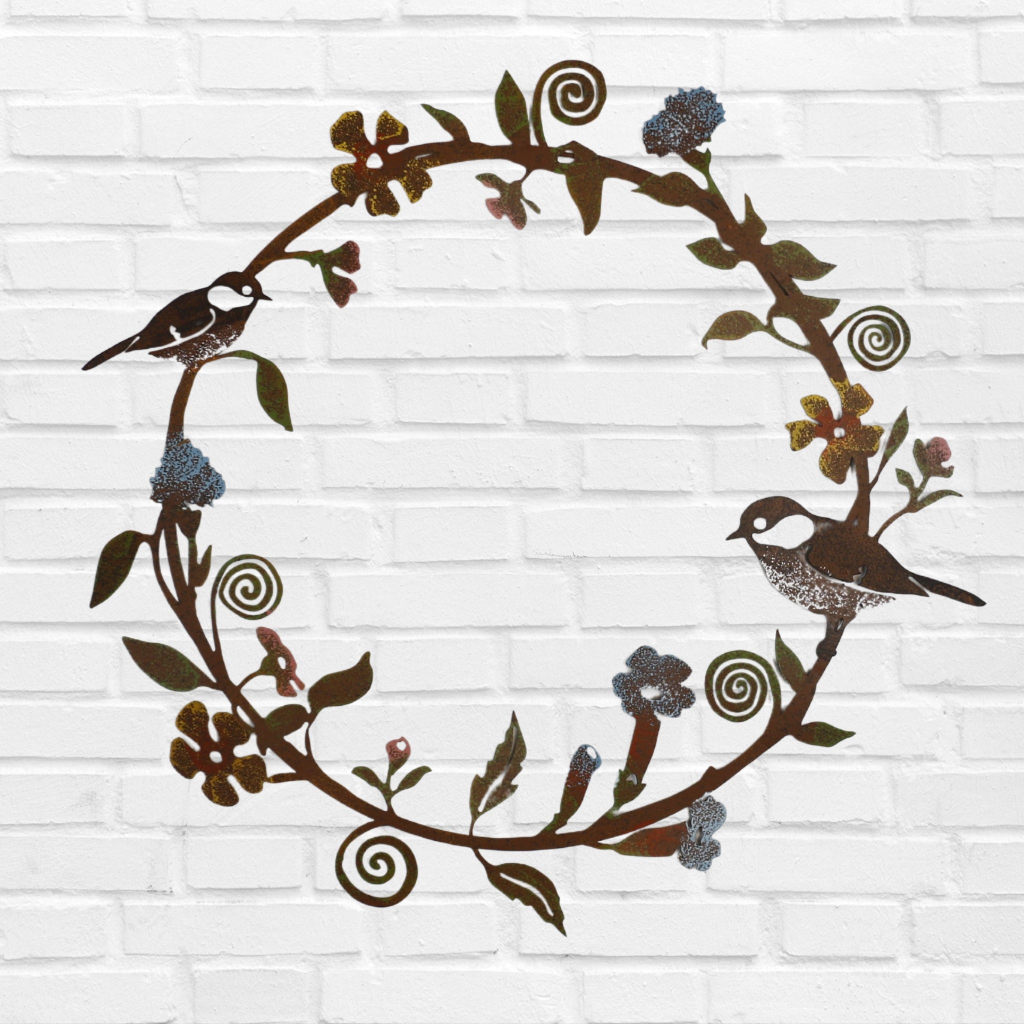 Bird Wreath Metal Garden Wall Decor