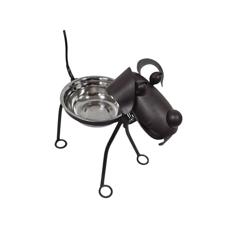 Metal Dog Feeder with Playful Puppy Character