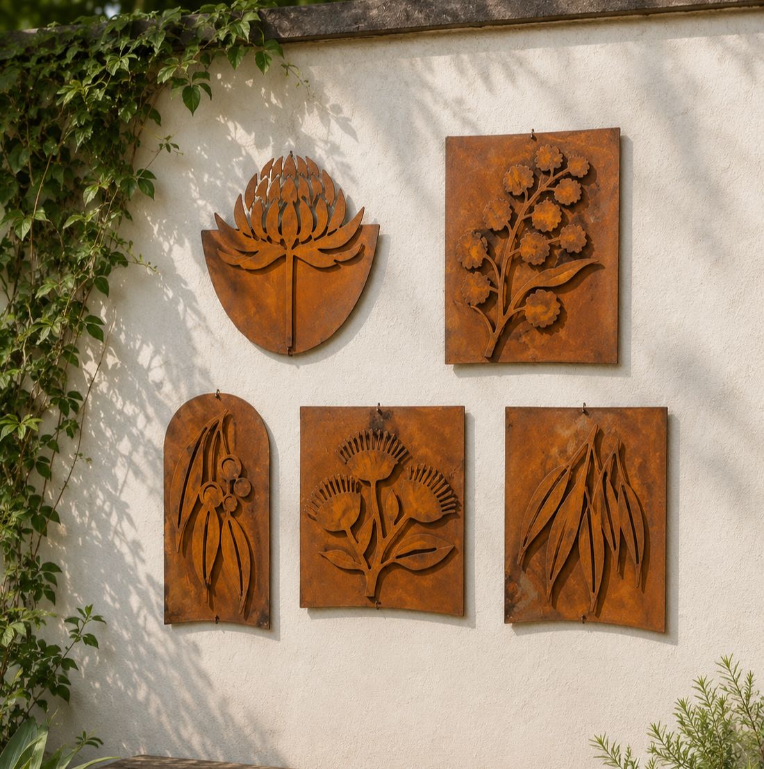 Rustic Layered Laser Cut Gum Leaves Wall Art