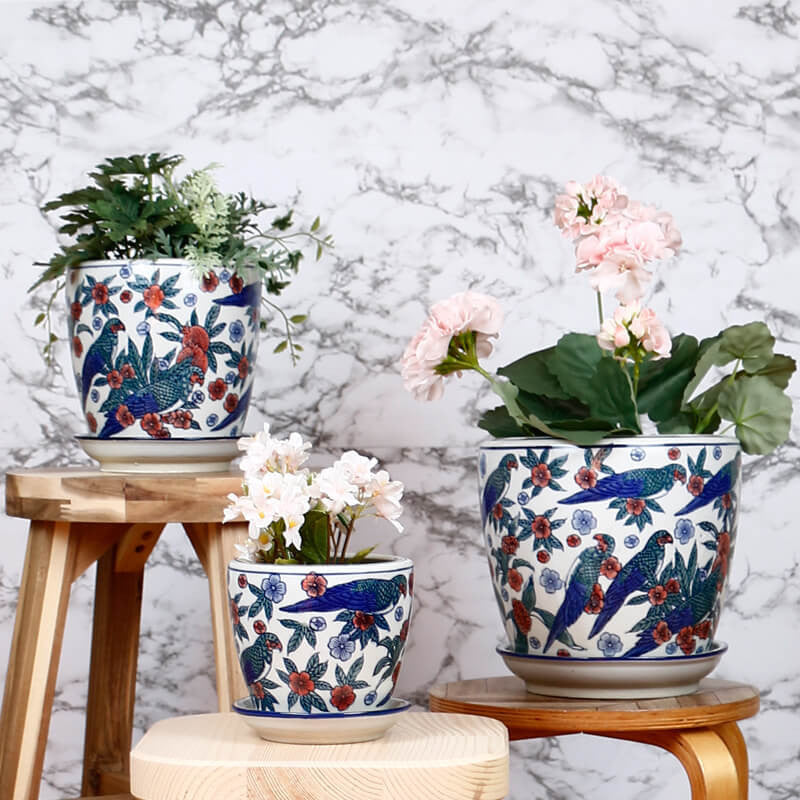 Coloured Parrot Ceramic Planter