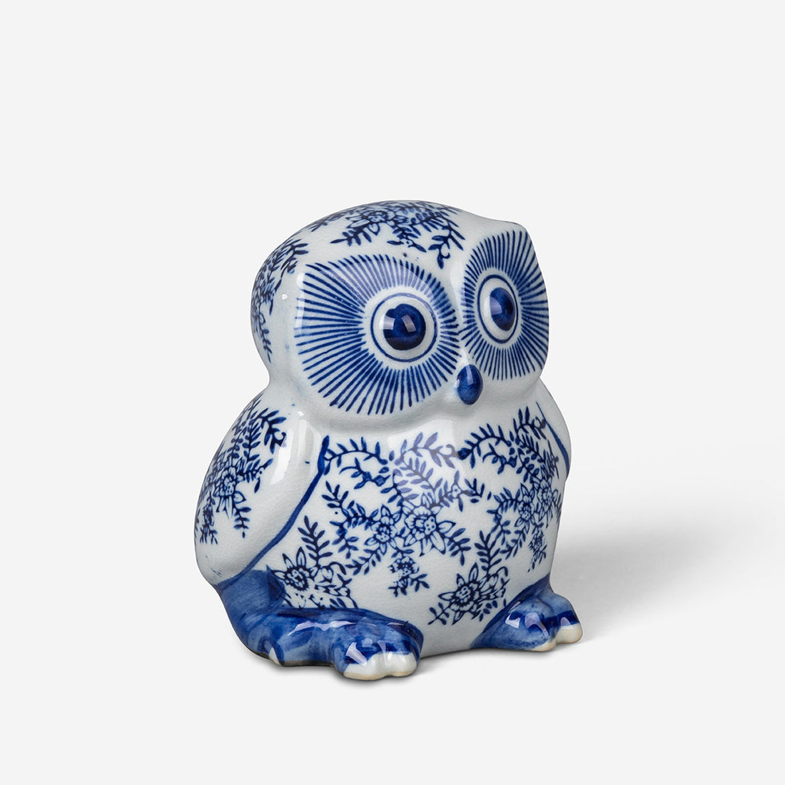 Crackle Glaze Baby Owl Ceramic Figurine