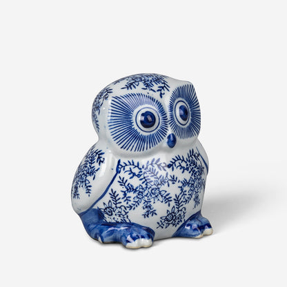 Crackle Glaze Baby Owl Ceramic Figurine