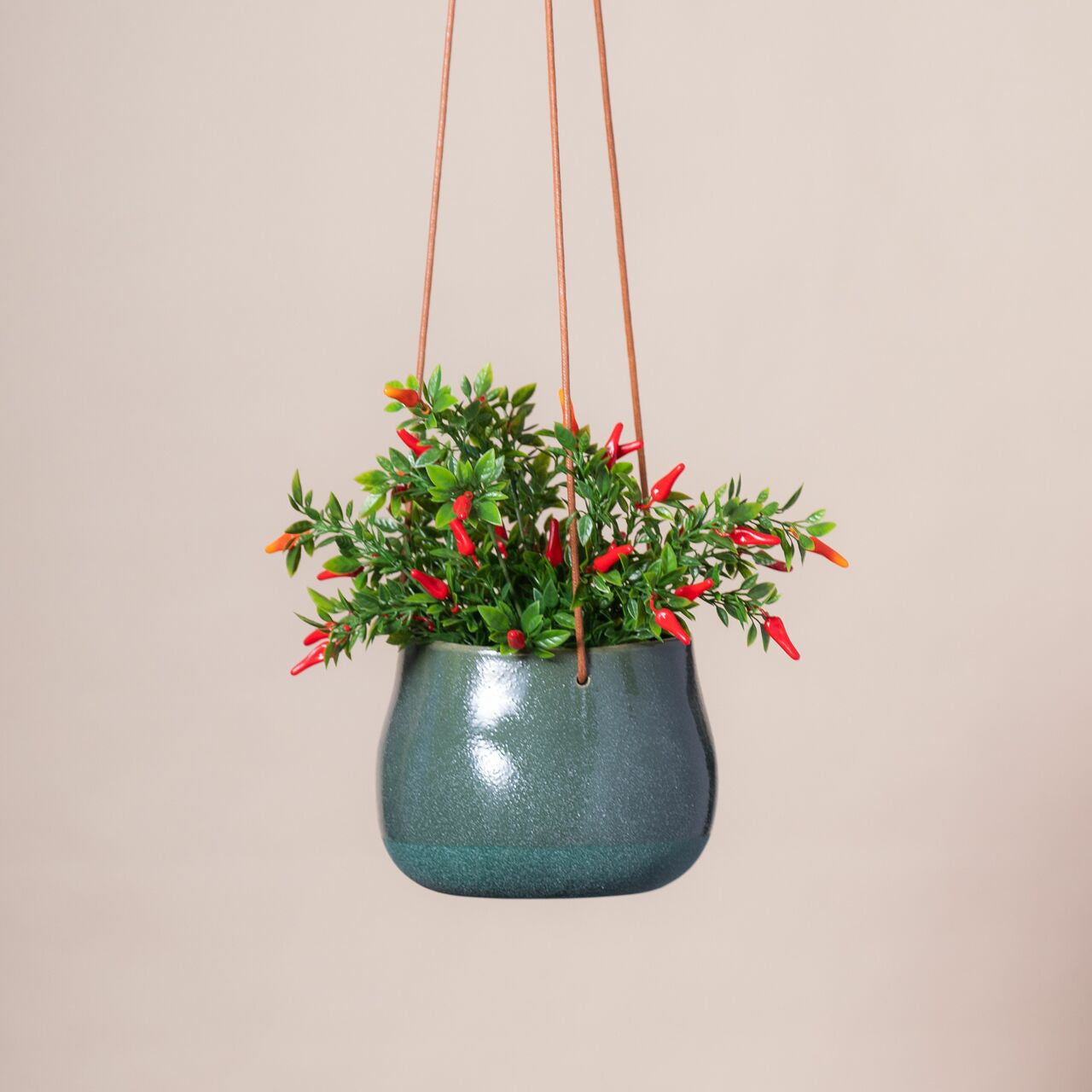 Harlow Hanging Planter In Moss Green