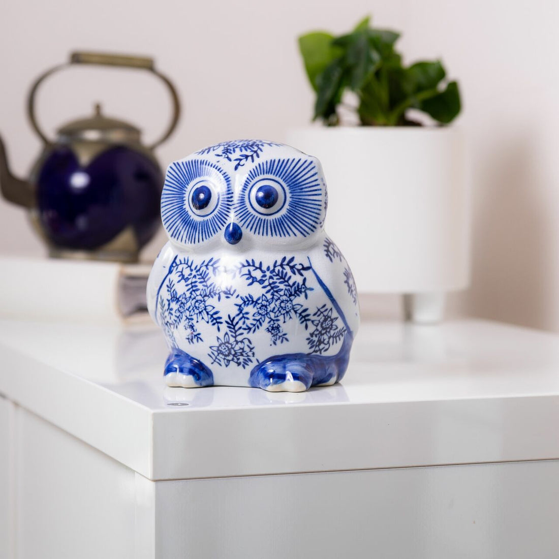 Crackle Glaze Baby Owl Ceramic Figurine