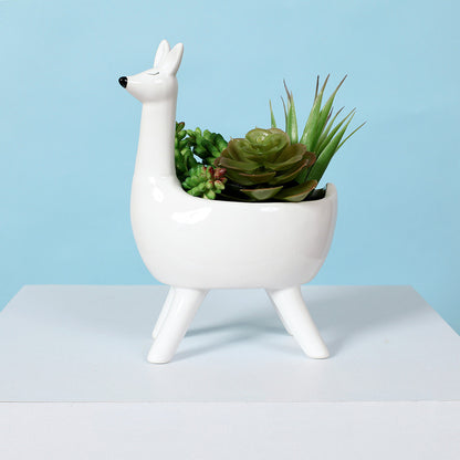 Reindeer Ceramic Cactus Pot
