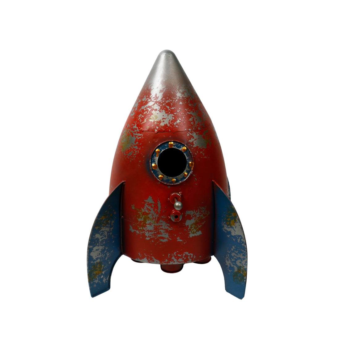Handpainted Metal Rocket Garden Ornament