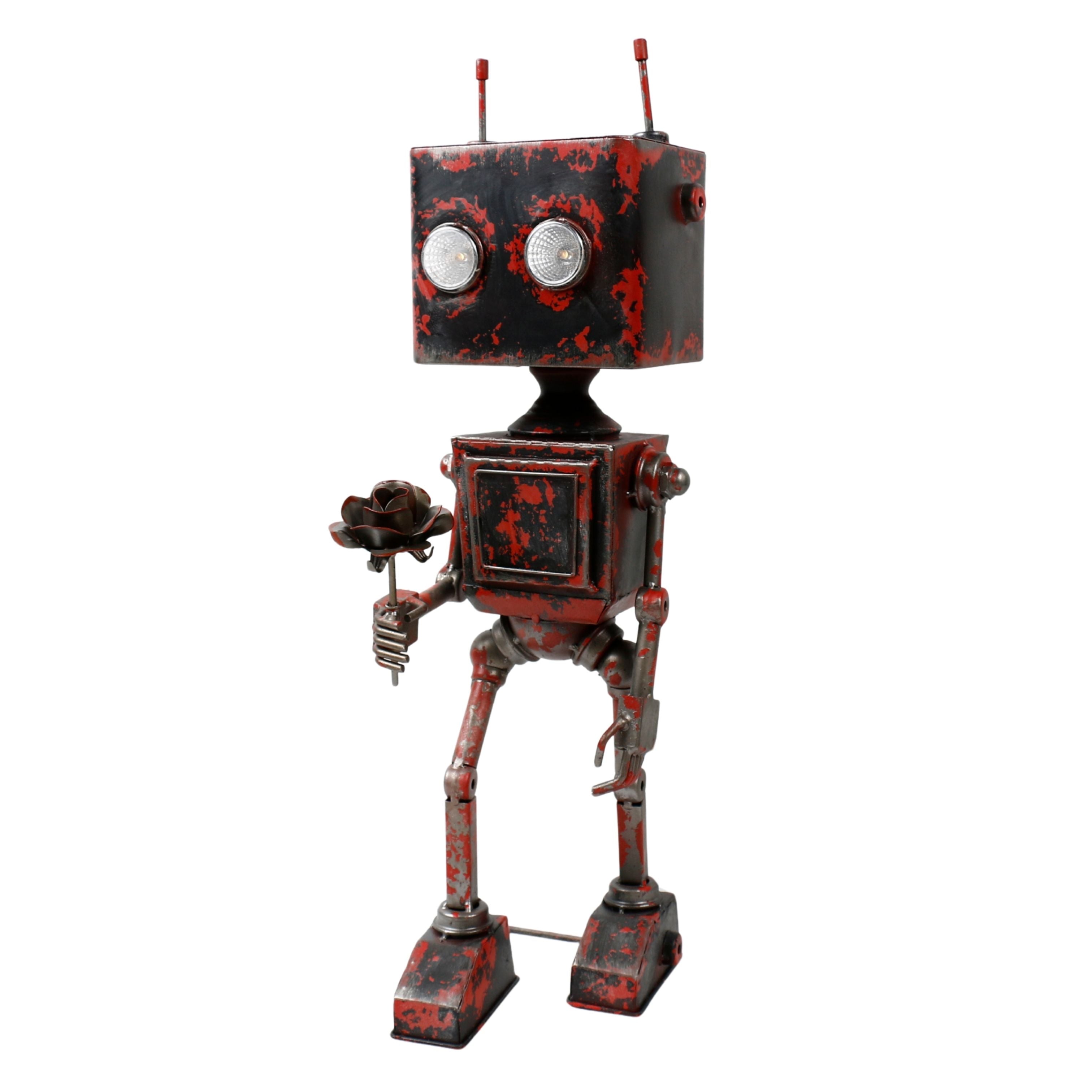 Solar Powered Metal Robot Garden Ornament Decor