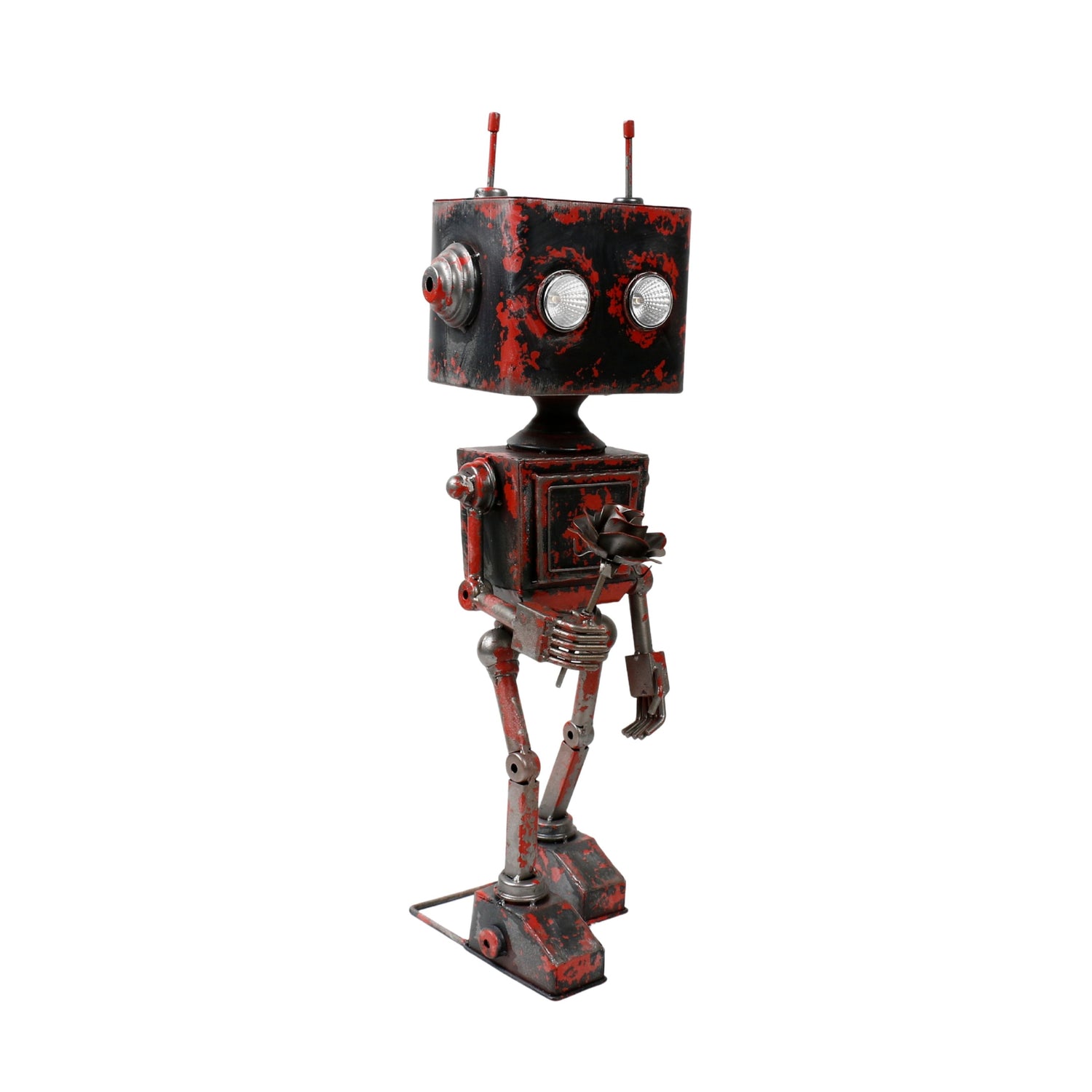 Solar Powered Metal Robot Garden Ornament Decor