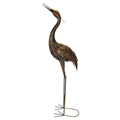 Bronze Metal Heron Looking Up Garden Sculpture